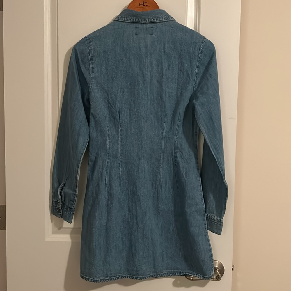 ASOS Denim Blue Button-Front Mini Dress - Picture 3 of 3